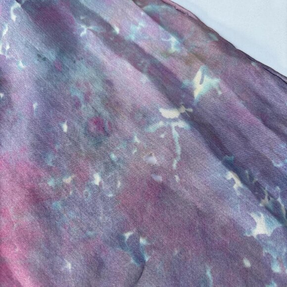 Hand Dyed Silk Scarf Purple Womens Small Batch Ice Dye Boho - Picture 4 of 8